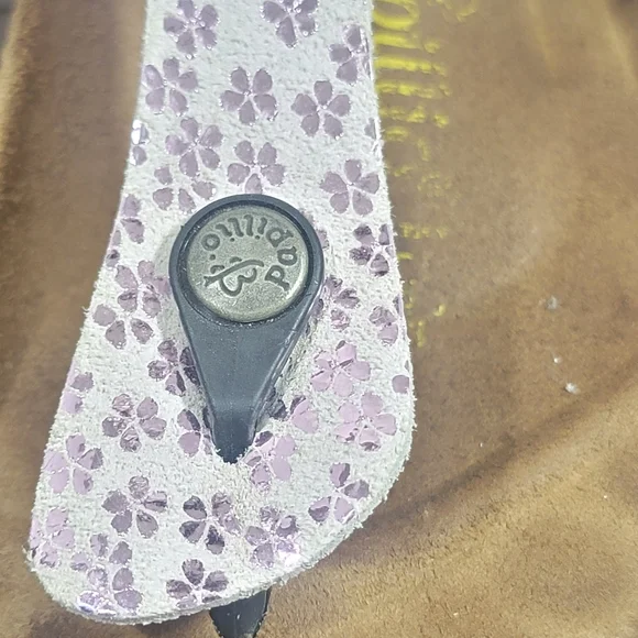 Birkenstock Papillio Lavender Metallic Floral Leather Gizeh Sandals US W 7 - Picture 4 of 12